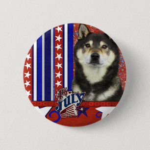 Badge Rond 5 Cm 4 juillet pétard - Shiba Inu - Yasha