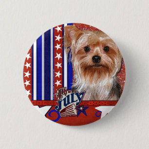 Badge Rond 5 Cm 4 juillet pétard - Yorkshire Terrier