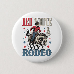 Badge Rond 5 Cm 4 juillet Rodeo Cowboy