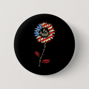 Badge Rond 5 Cm 4 juillet Soyez Fleur De Soleil Rouge Blanc Et Ble