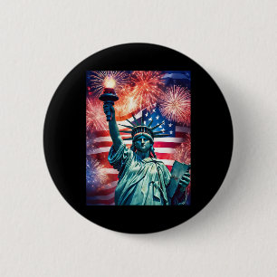 Badge Rond 5 Cm 4 juillet Statut Patriotique De Liberté Drapeau Am