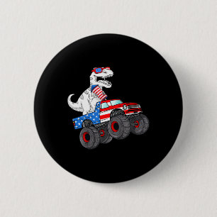 Badge Rond 5 Cm 4 juillet T Rex Dino Trex Dinosaur Monster Truck