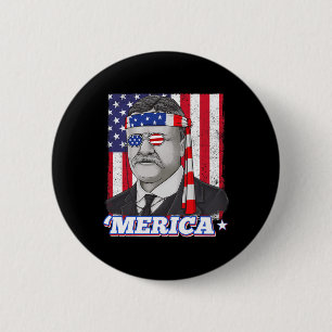 Badge Rond 5 Cm 4 juillet Theodore Roosevelt Merica Patriotique US