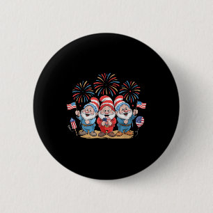 Badge Rond 5 Cm 4 juillet Trois Gnomes Fêtant L'Indépendance Des E