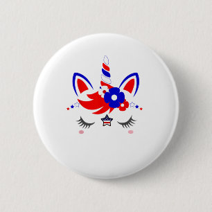 Badge Rond 5 Cm 4 juillet Unicorne Top Drôle Mignonne Patriotique