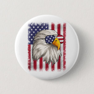 Badge Rond 5 Cm 4 juillet USA Drapeau American Patriotic Eagle