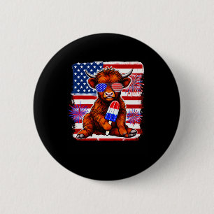 Badge Rond 5 Cm 4 juillet Vache Popsicle Firework Usa American