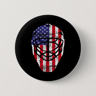 Badge Rond 5 Cm 4 juillet Vintage Hockey Goalie Mask American Fl