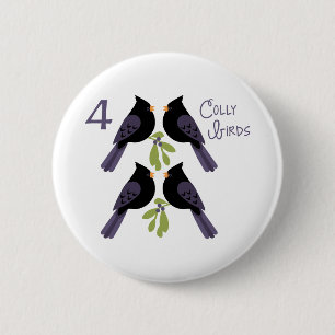 Badge Rond 5 Cm 4 Oiseaux de colles