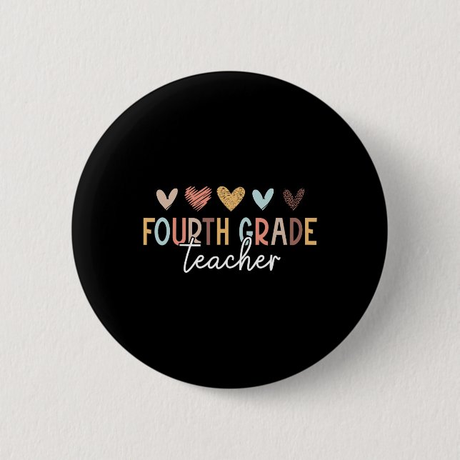 Badge Rond 5 Cm 4e année Enseignant Premier jour de l'école Retour (Devant)