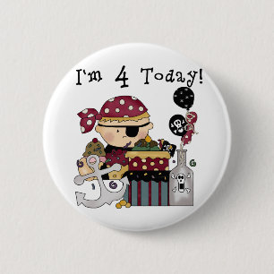 Badge Rond 5 Cm 4e anniversaire Pirate Tshirts et cadeaux