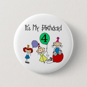 Badge Rond 5 Cm 4e Stick Kids Party Anniversaire Tshirts et cadeau