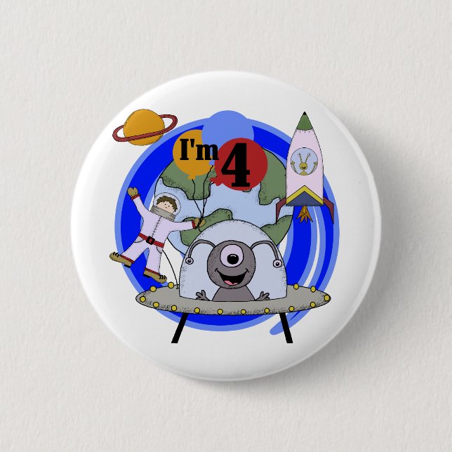 Badge Rond 5 Cm 4èmes T-shirts et cadeaux d'anniversaire d'espace (Devant)