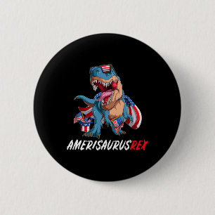Badge Rond 5 Cm 4th July T Rex America Dinosaur Independence Day P