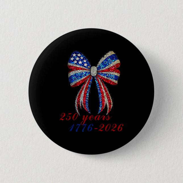 Badge Rond 5 Cm 4th Of July Coquette American Flag Bow Funny Girls (Devant)