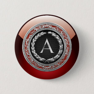 Badge Rond 5 Cm [500] Monogramme Vintage "A" Argent