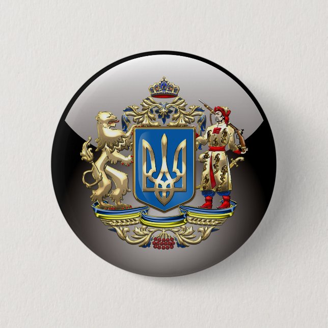 Badge Rond 5 Cm [500] Ukraine : Manteaux d'armoiries supplémentair (Devant)