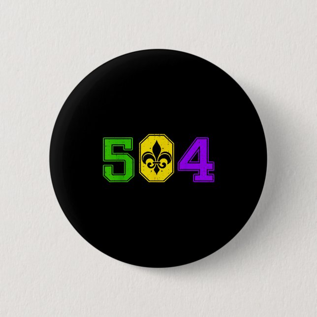 Badge Rond 5 Cm 504 Mardi Gras New Orleans Louisiana Carnival Men  (Devant)