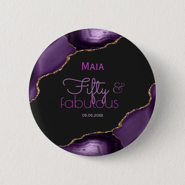 Badge Rond 5 Cm 50 ans et fabuleux 50e anniversaire (Devant)