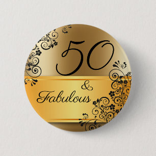 Badge Rond 5 Cm 50 ans et Fabuleux Élégant