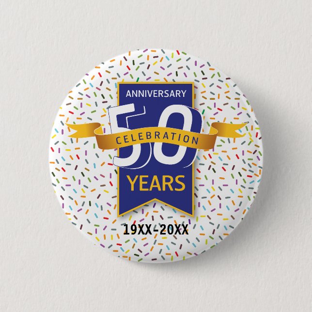 Badge Rond 5 Cm 50 e ANNIVERSAIRE Design (Devant)