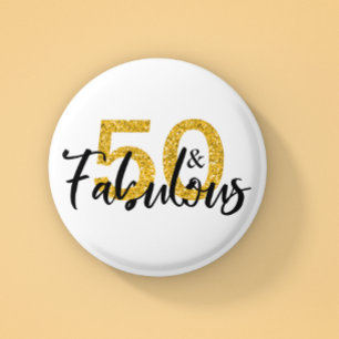 Badge Rond 5 Cm 50 et anniversaire de parties scintillantes