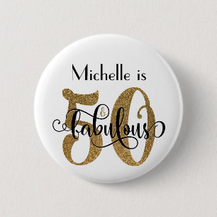 Badge Rond 5 Cm 50 et anniversaire fabuleux de typographie de