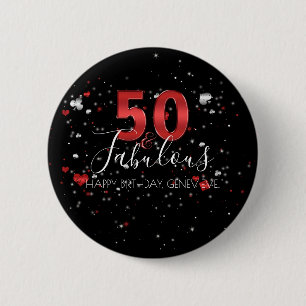 Badge Rond 5 Cm 50 et anniversaire fabuleux de Vegas de casino de