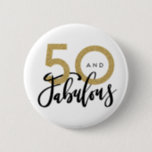 Badge Rond 5 Cm 50 et bouton fabuleux<br><div class="desc">Célébrez votre anniversaire spécial dans le style avec ces noir et effet 50 d'or et bouton fabuleux. Changez la couleur d'arrière - plan pour customiser. Une partie d'une collection.</div>