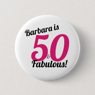 Badge Rond 5 Cm 50 et bouton personnalisé par anniversaire