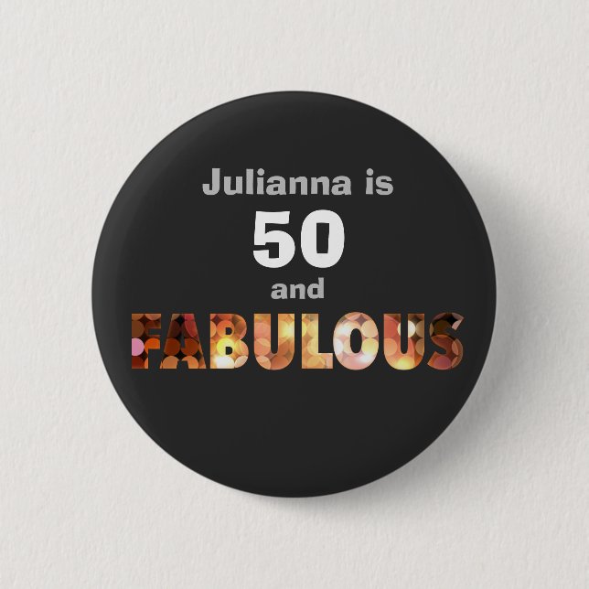 Badge Rond 5 Cm 50 et fabuleuse disco texte typographie (Devant)