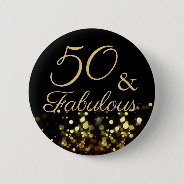 Badge Rond 5 Cm 50 et Fabuleux anniversaire (Devant)