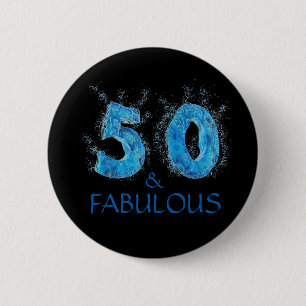 Badge Rond 5 Cm 50 et fabuleux nage d'eau nage 50e anniversaire