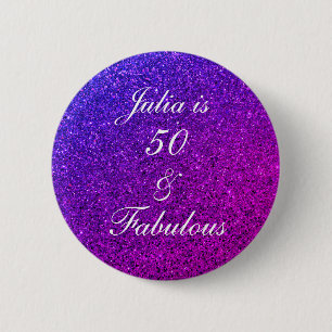Badge Rond 5 Cm 50 Et Fabulous Anniversaire Pink Purple Parties sc