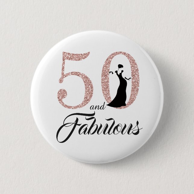 Badge Rond 5 Cm 50 et fête d'anniversaire fabuleuse (Devant)