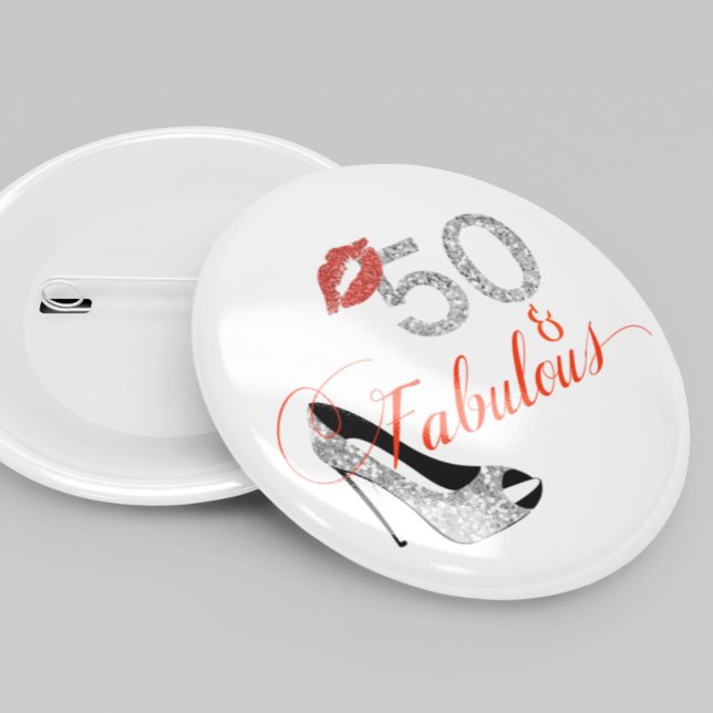 Badge Rond 5 Cm 50 et Parties scintillant fabuleuse 50e anniversai (Créateur téléchargé)