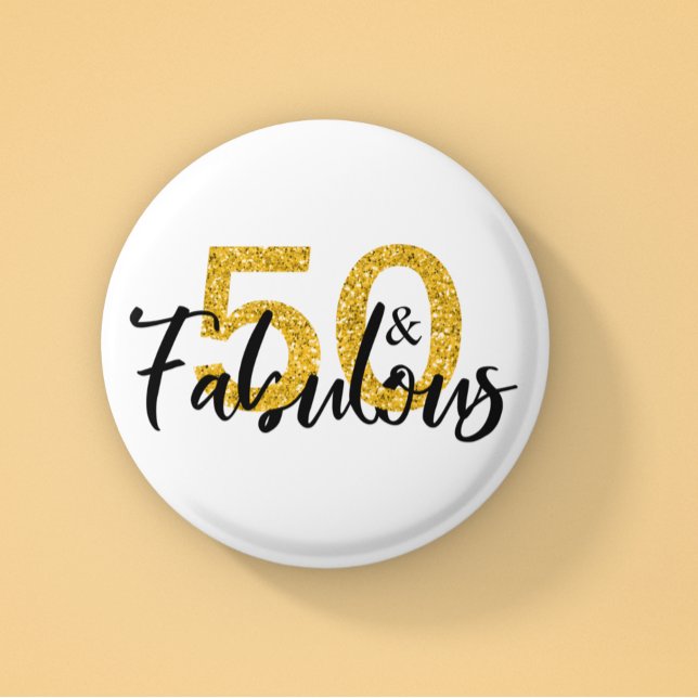 Badge Rond 5 Cm 50 et Parties scintillant fabuleuse 50e anniversai (Créateur téléchargé)
