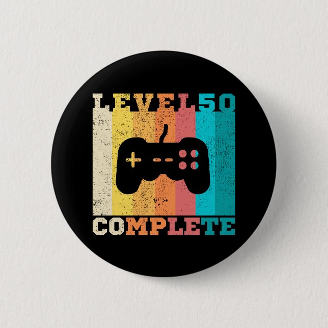 Badge Rond 5 Cm 50e anniversaire / Anniversaire Niveau 50 achevé (Devant)