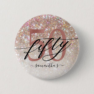 Badge Rond 5 Cm 50e anniversaire Chic Parties scintillant Ombre