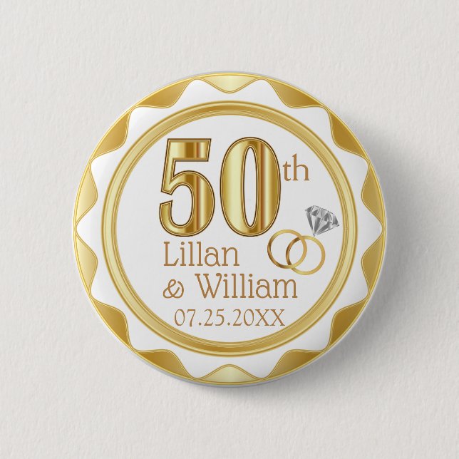 Badge Rond 5 Cm 50e anniversaire de Mariage d'or (Devant)