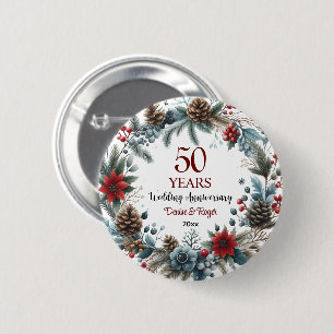 Badge Rond 5 Cm 50e anniversaire de Mariage d'or Elégant hiver