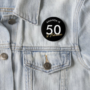 Badge Rond 5 Cm 50e anniversaire doré et cadeau de naissance fabul