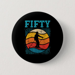 Badge Rond 5 Cm 50e Anniversaire Ski Rétro Ski 50 ans Hommes