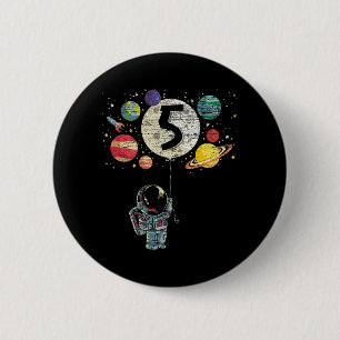 Badge Rond 5 Cm 5 ans Anniversaire Cadeaux de garçon Astronaut 5e 