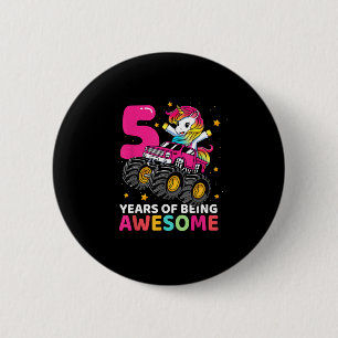 Badge Rond 5 Cm 5 Ans Unicorn équitation Monster Camion 5e anniver