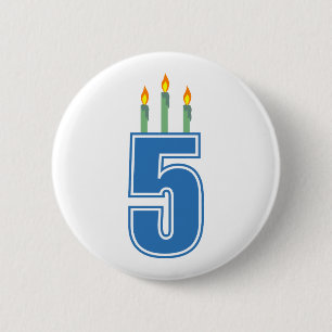 Badge Rond 5 Cm 5 bougies d'anniversaire (bleu/vert)