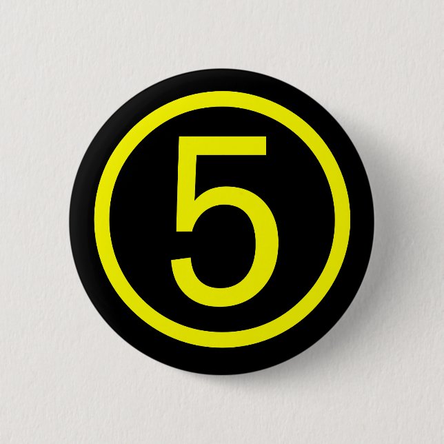 Badge Rond 5 Cm 5 - numéro cinq (Devant)