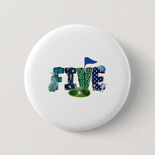 Badge Rond 5 Cm 5e Anniversaire Golf Thème Party Golf Girl Boy Bir