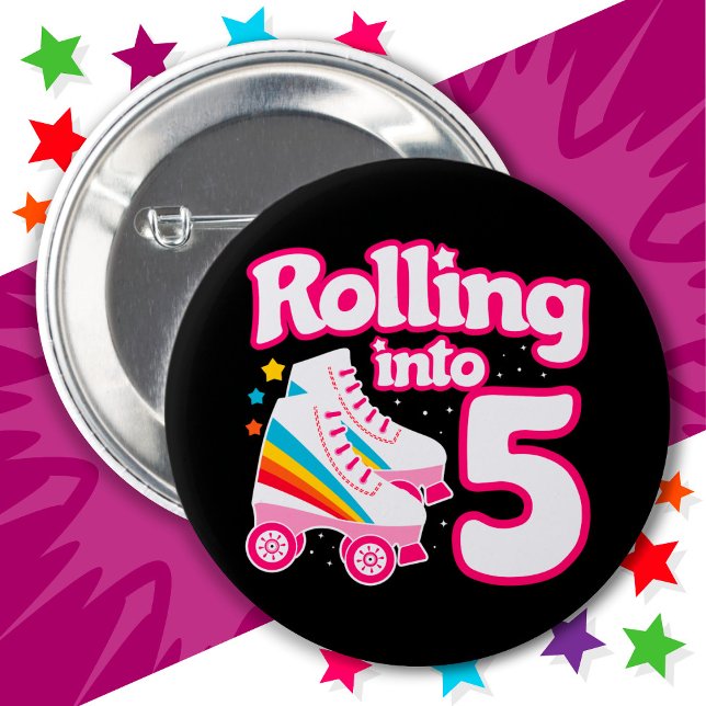 Badge Rond 5 Cm 5e anniversaire Roller Skate 5 ans (Créateur téléchargé)