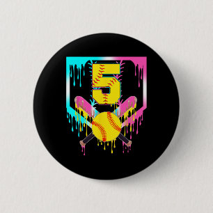 Badge Rond 5 Cm 5e anniversaire Softll Home Plate Drip Glace 5 ans
